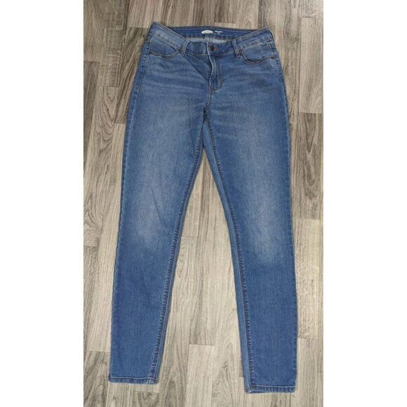 (3/$35) Old Navy 6 Tall Super Skinny Ankle Mid Rise Whiskered Denim Blue Jeans - Picture 1 of 10